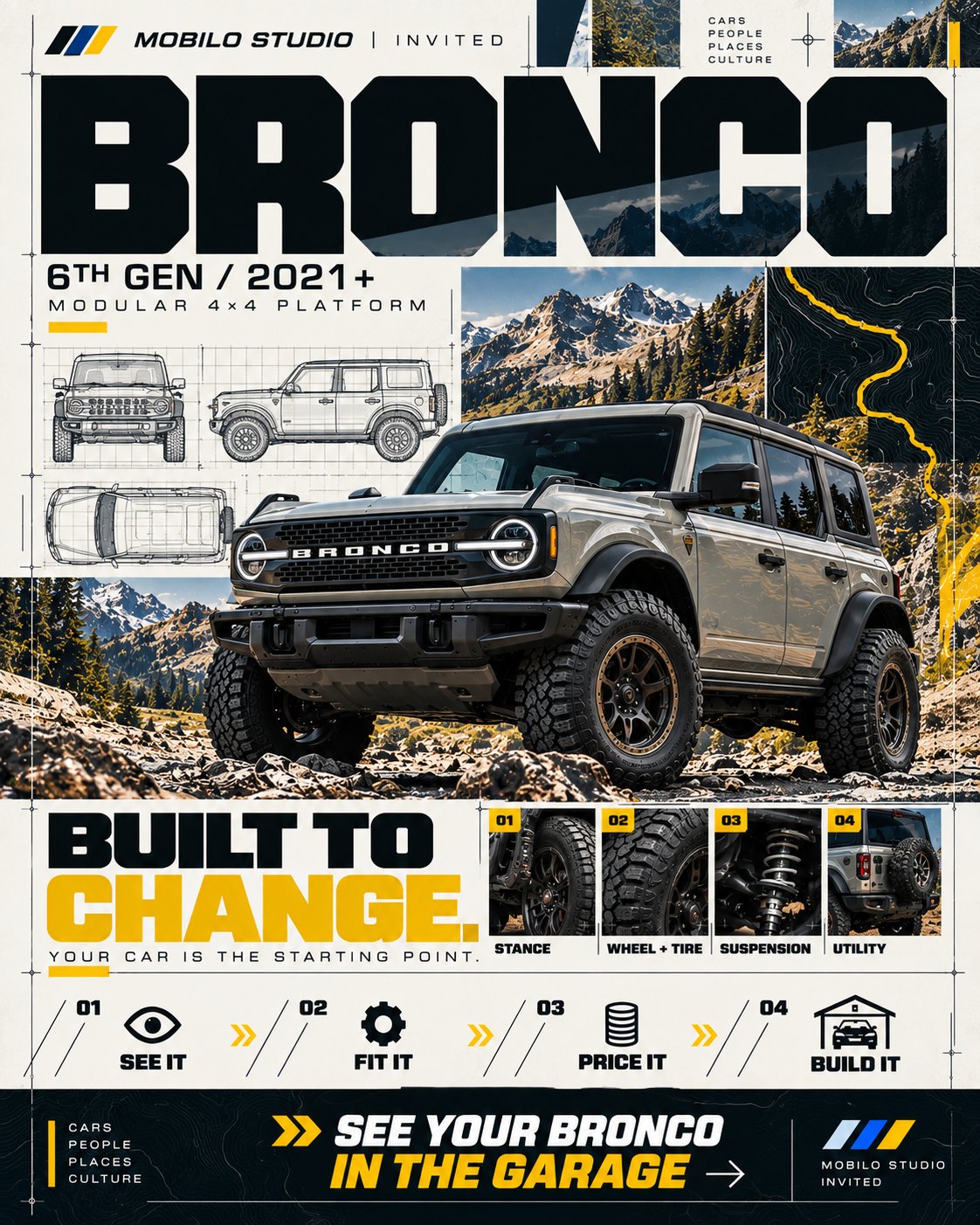 Mobilo invitation poster, Ford Bronco